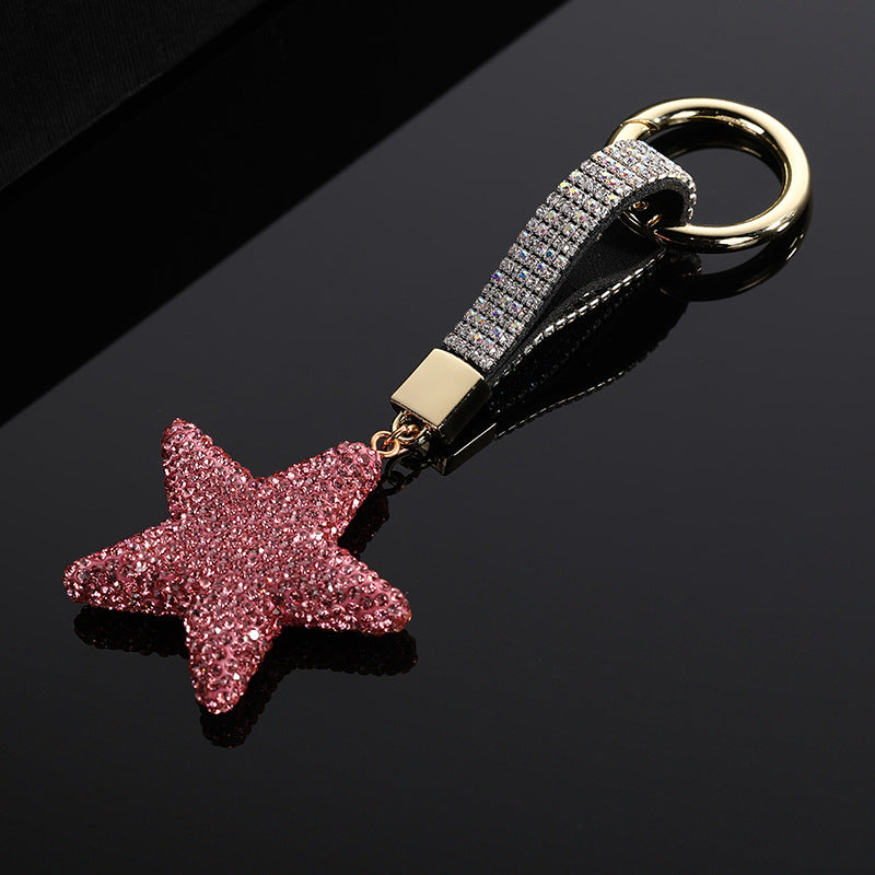 Wholesale Diamond-encrusted Clay Five-pointed Star Metal Keychain